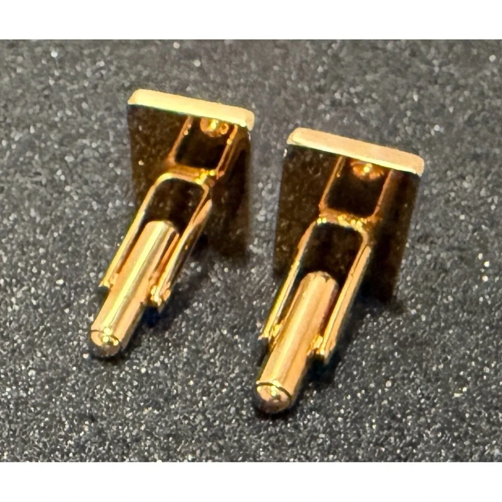 Vintage Stafford Gold Tone Rhinestone Rectangle Enamel Cufflinks Original Box
